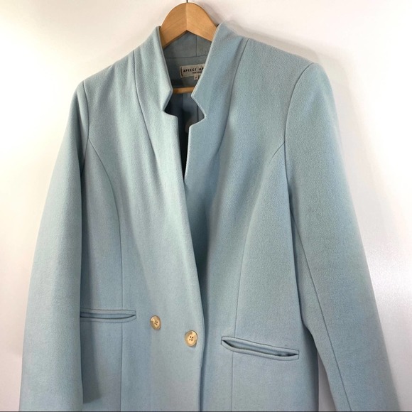 APiece Apart Esta Wool Long Coat Double Breasted Pastel Blue - Picture 5 of 10